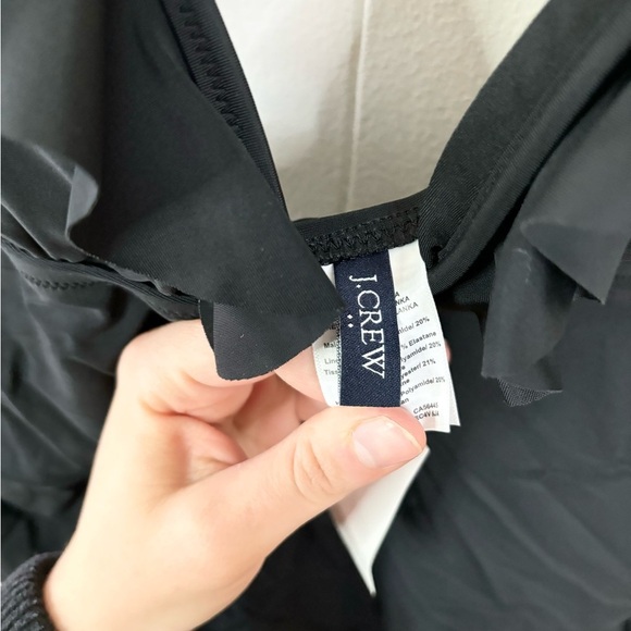 J Crew black Ruffle-shoulder V-neck one-piece swimsuit size L new - Picture 7 of 8